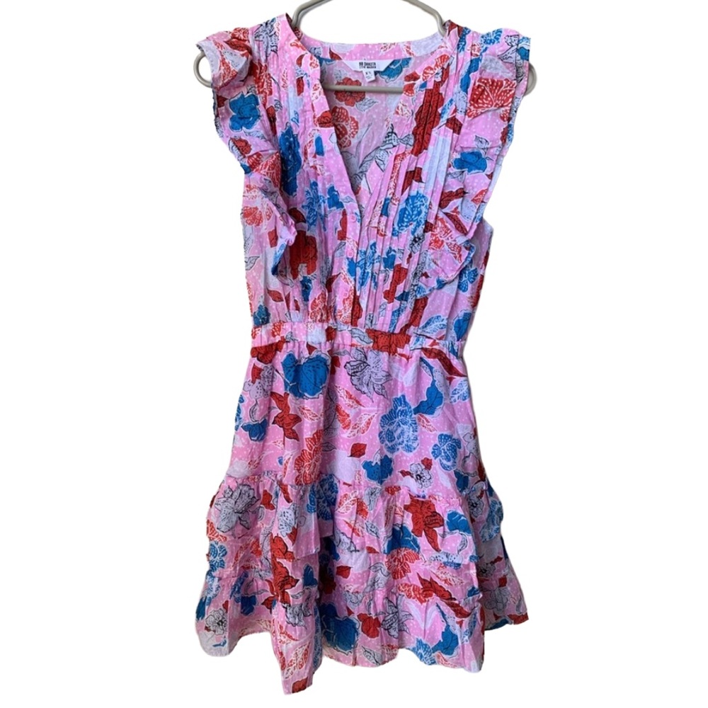 BB DAKOTA STEVE MADDEN Women’s Pink Red Blue White Cap Ruffle Sleeves Blouse